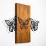 Wallity Butterflies 2 - Escultura de pared en madera y metal nogal y negro